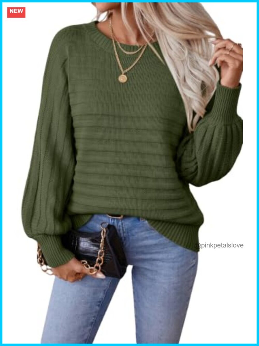 Textured Knit Boat Neck Batwing Sleeve Loose Pullover Sweater